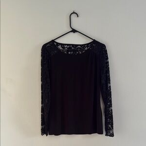 Elegant Black Lace Sleeve Top